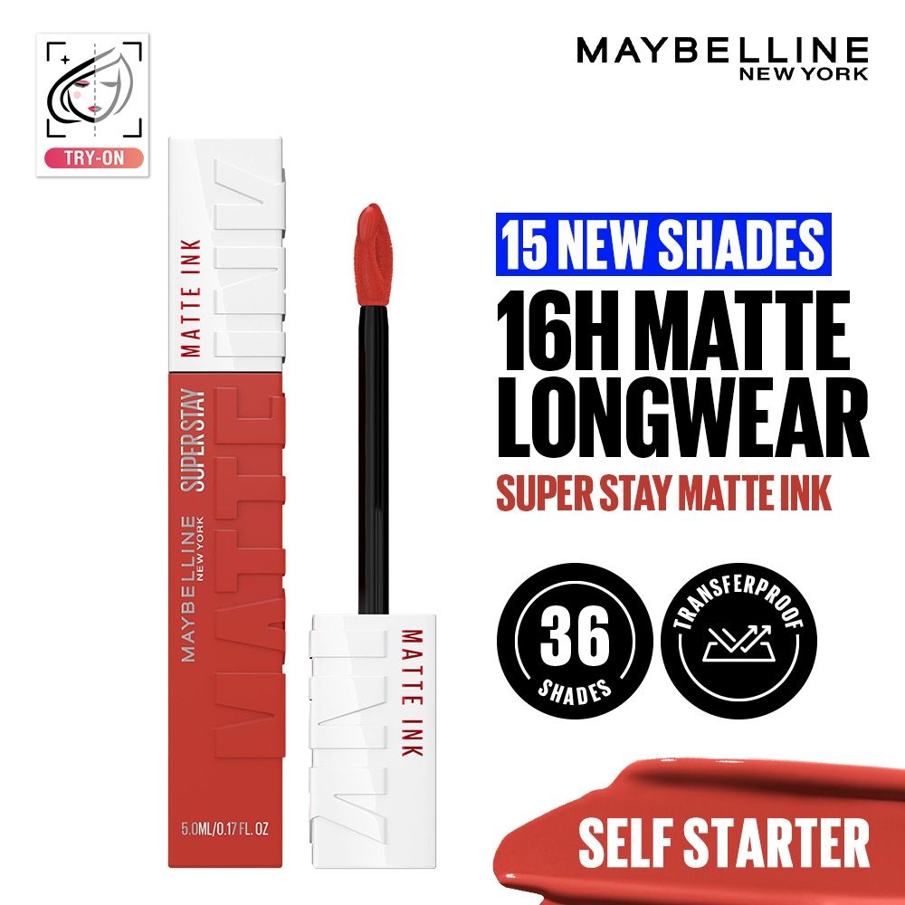 Super Stay Matte Ink Liquid Lipstick, Lasts Up to 16 Hours - 15 Lover - 130 Self Starter
