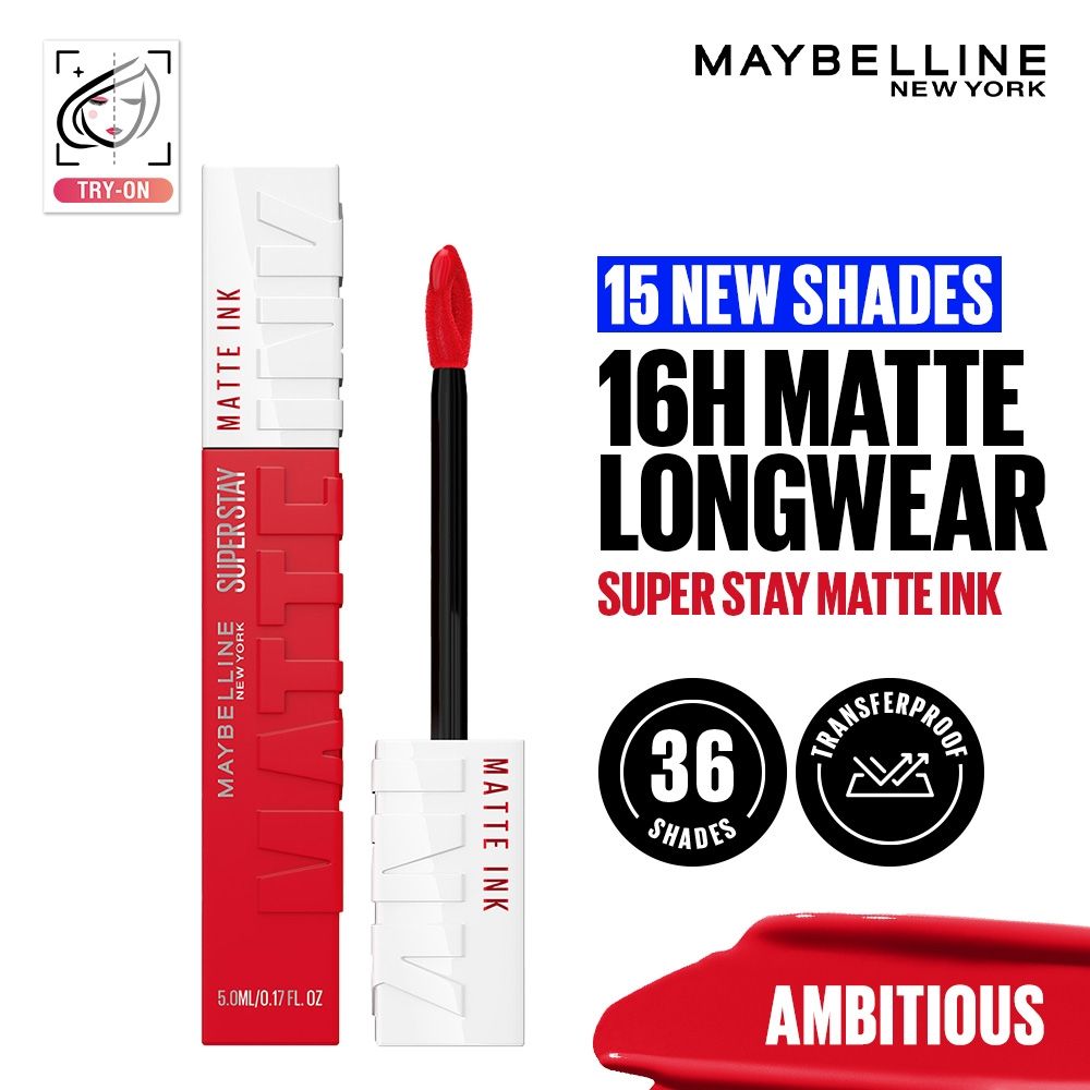 Super Stay Matte Ink Liquid Lipstick, Lasts Up to 16 Hours - 15 Lover - 220 Ambitious