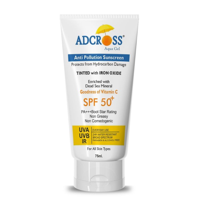 Unisex Adcross Aqua Gel Sunscreen With SPF 50+ & Iron Oxide For UV Protection, Anti Pollution
