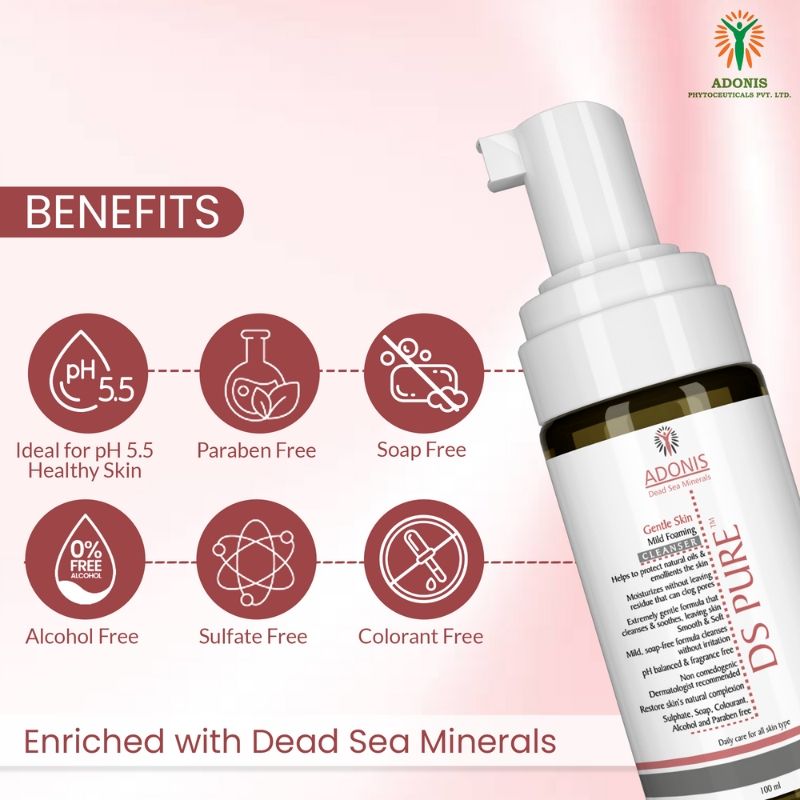 Unisex Ds Pure Mild Foaming Cleanser With Dead Sea Minerals Glycerin For Deep Clean-Hydration