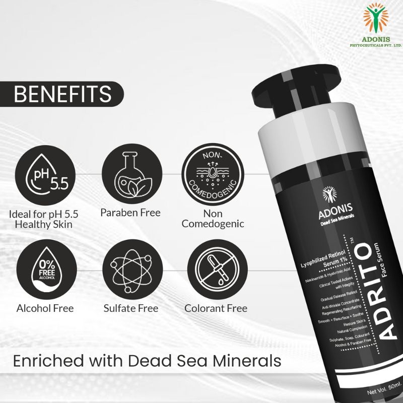 Unisex Adrito Face Serum With Retinol & Hyaluronic Acid For Anti Aging & Skin Firming