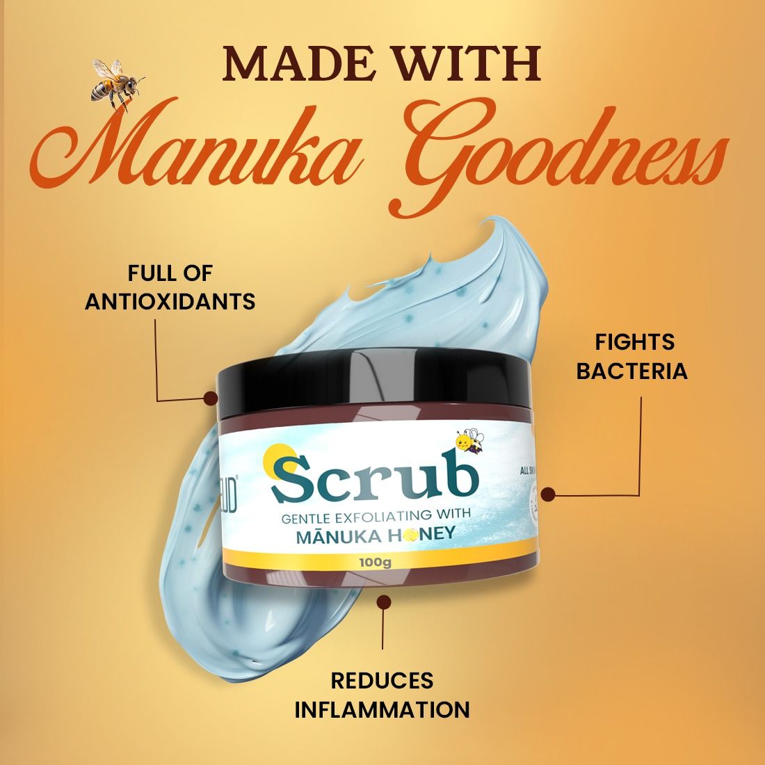 Gentle Exfoliating Scrub With Manuka Honey, Kojic Acid & Alpha Arbutin