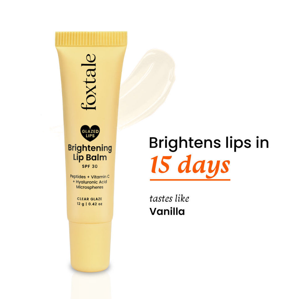 Brightening Lip Balm with Peptides, Vitamin C & Hyaluronic Acid for Dry Lips & Pigmentation - Clear Glaze