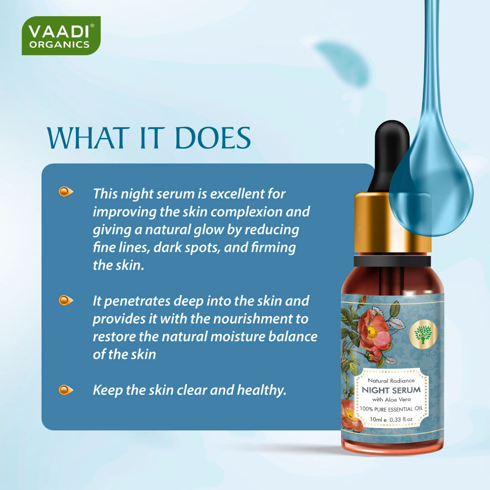 Natural Radiance Night Serum With Aloe Vera 100% Pure Essential Oil