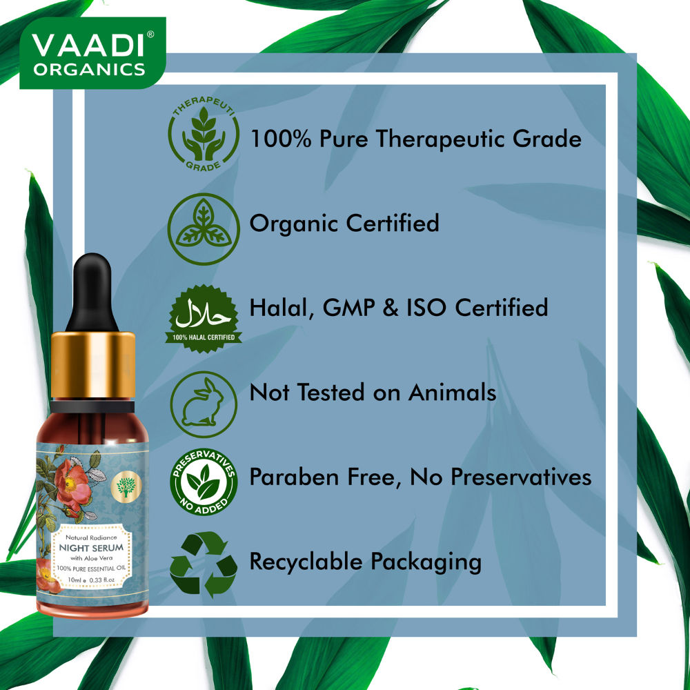 Natural Radiance Night Serum With Aloe Vera 100% Pure Essential Oil