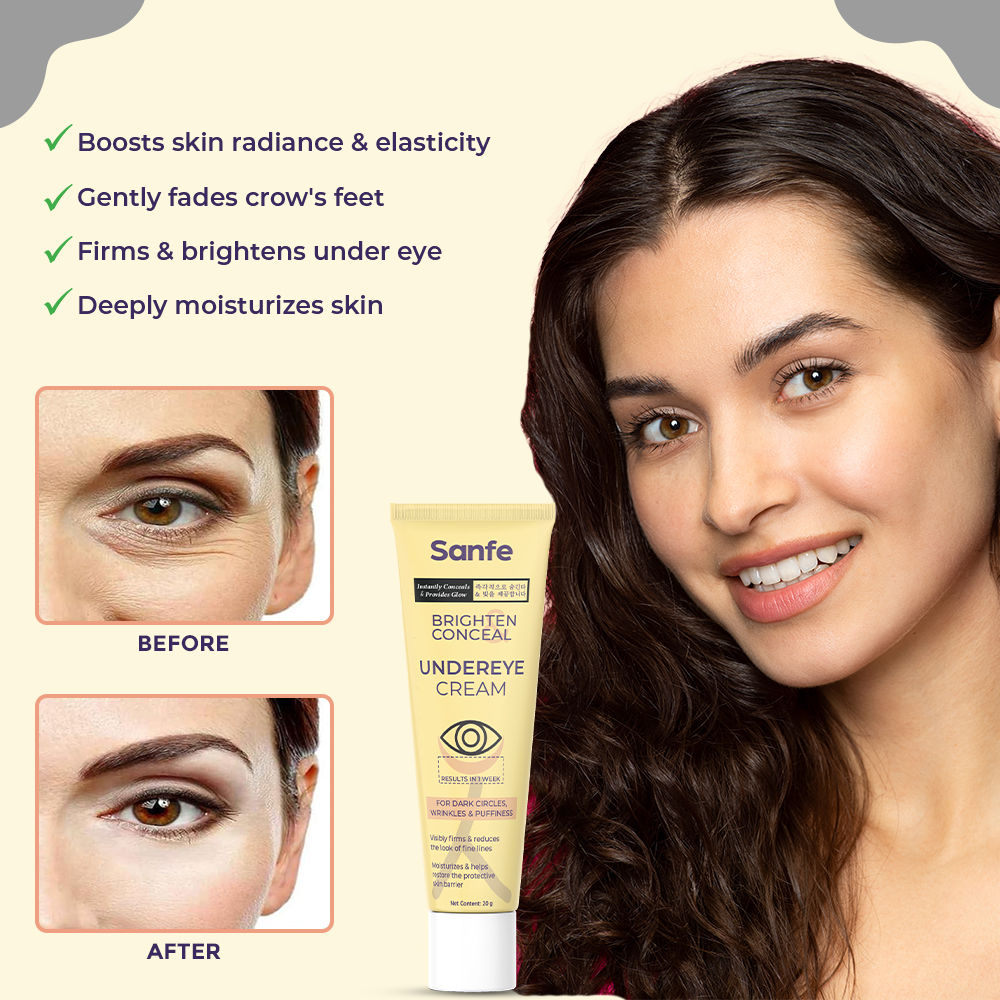 Brighten & Conceal Undereye Cream, Dark Circles & Wrinkles Removal, Hyaluronic Acid & Collagen