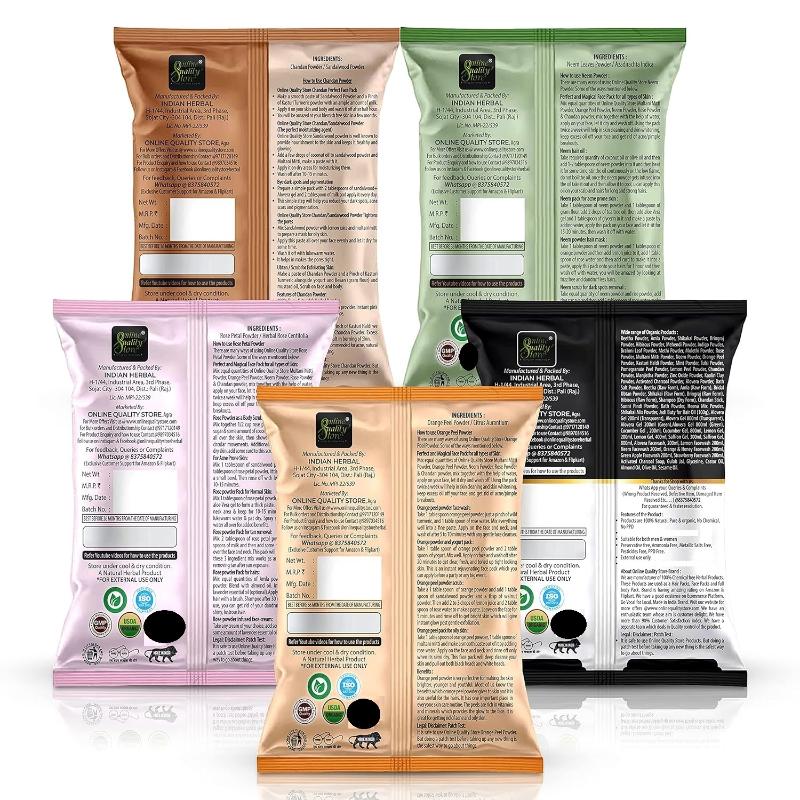 Multani Mitti, Sandalwood, Orange Peel, Neem & Rose Powder for Hair & Skin