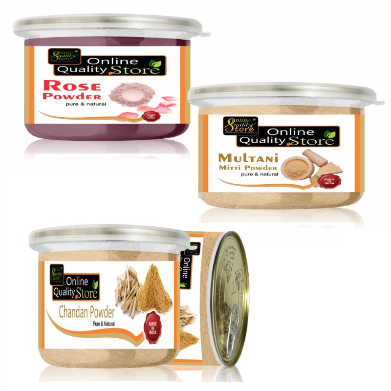 Chandan Powder + Rose Powder + Multani Mitti Powder For Skin