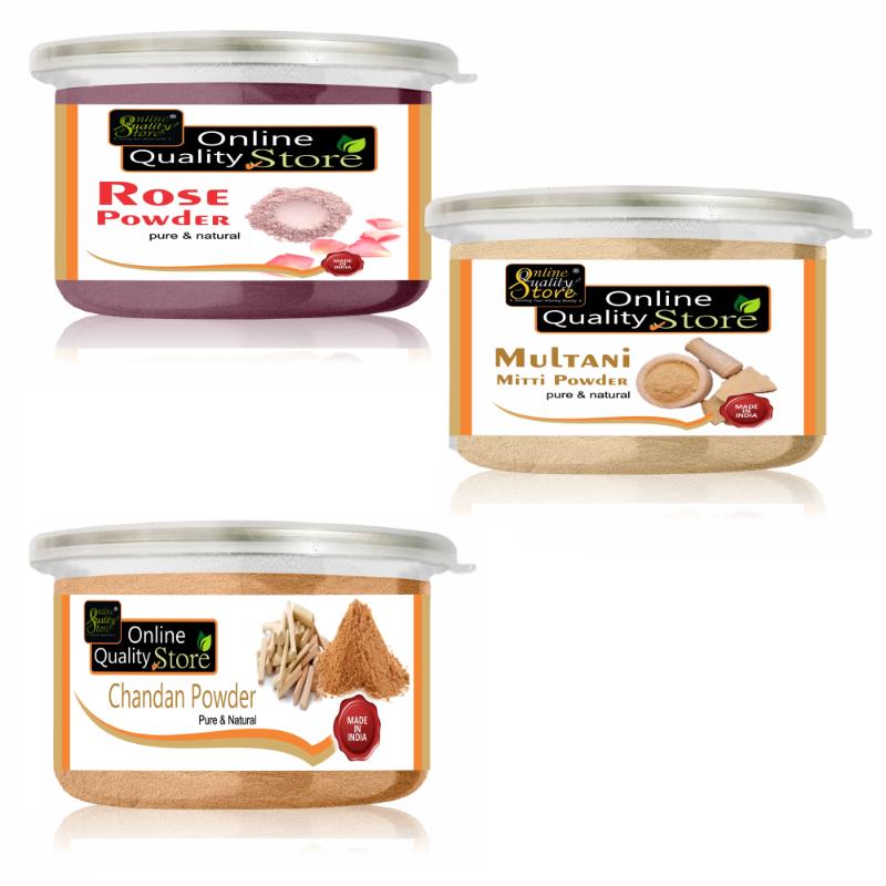 Chandan Powder + Rose Powder + Multani Mitti Powder For Skin