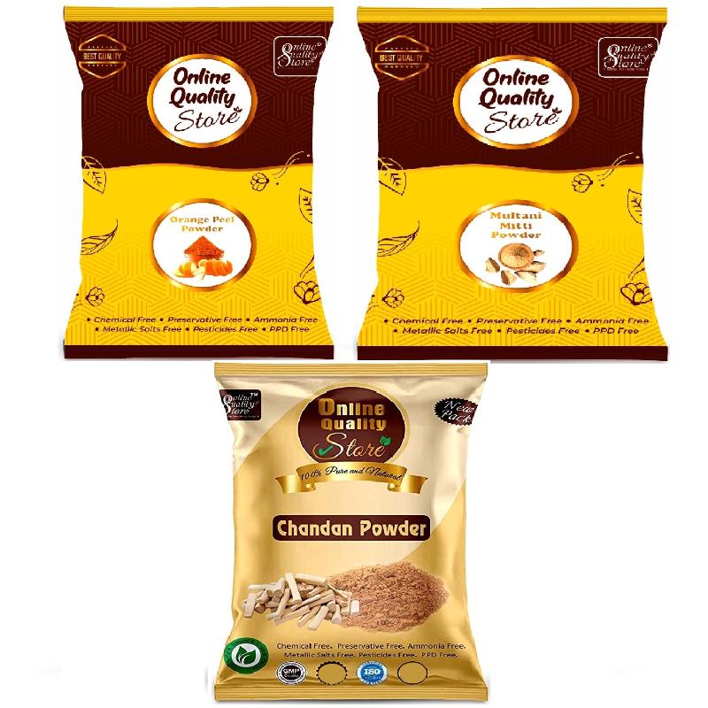 Chandan Powder + Orange Peel Powder + Multani Mitti Powder For Skin