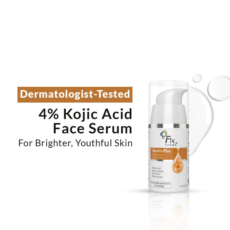 Skarfix Plus 4% Kojic Acid Brightening Face Serum Fades Dark Spots & Hyperpigmentation - 10g