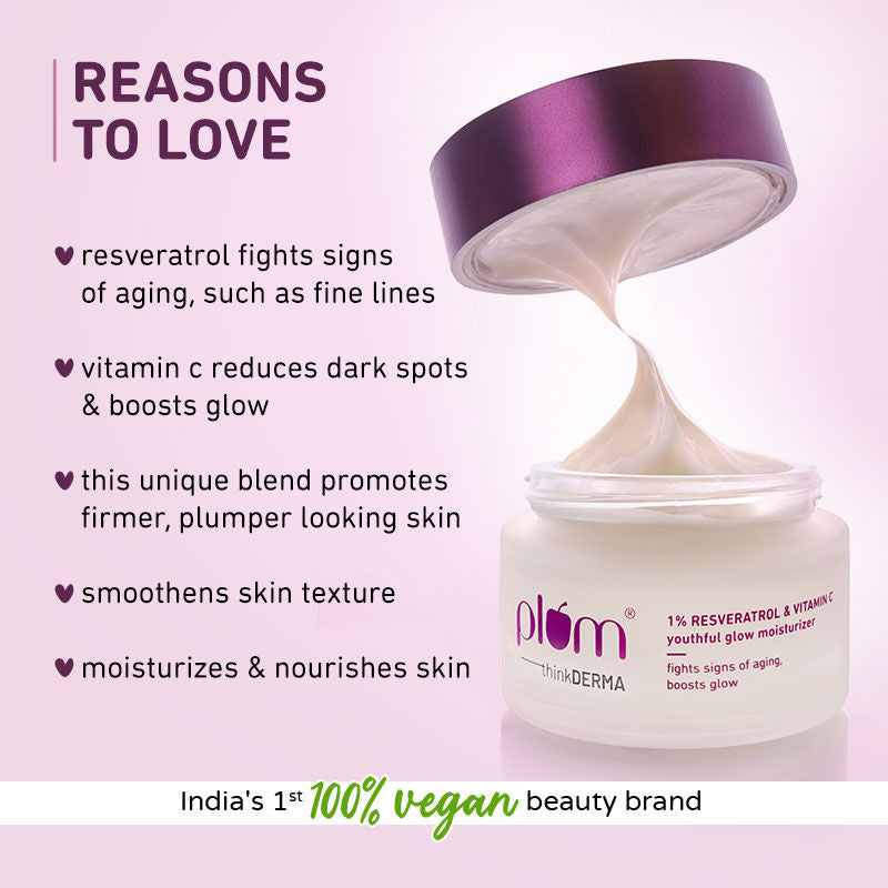 1% Resveratrol & Vitamin C Youthful Glow Moisturizer For Glowing Skin