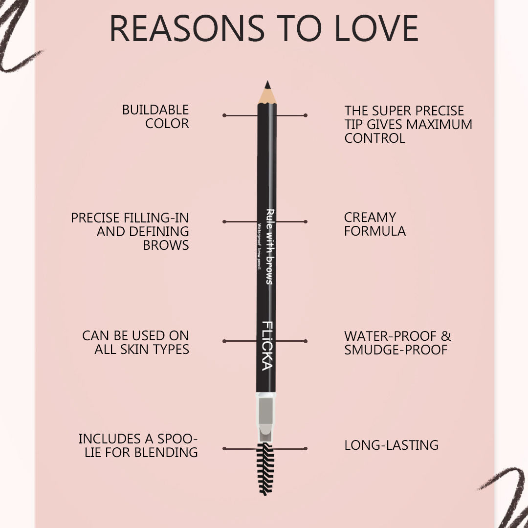 Rule With Brows Eyebrow Pencil Long Lasting Waterproof & Smudgeproof Buildable Color