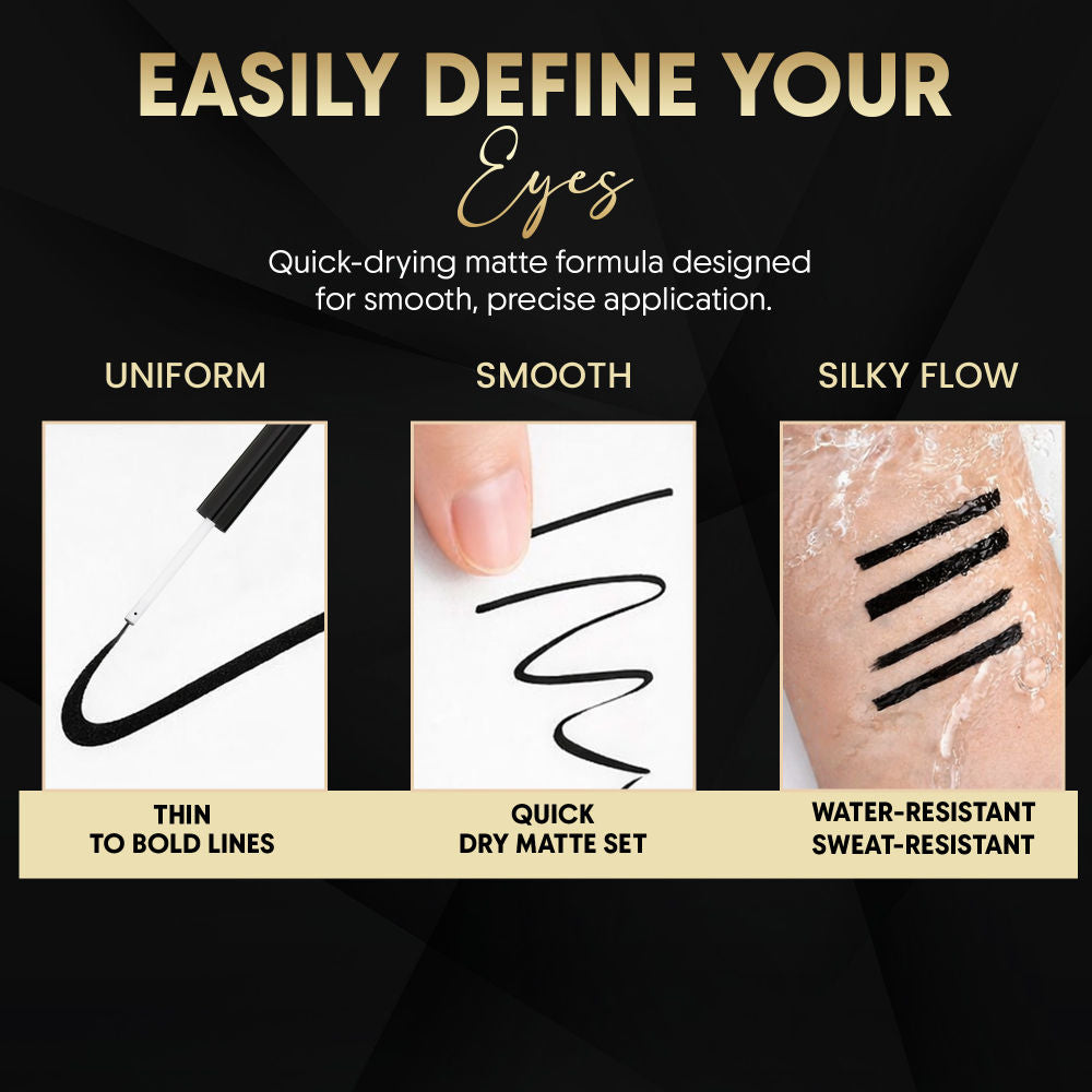 Black Liquid Eyeliner Smudge-Proof, Water-Resistant, Long-Stay Matte