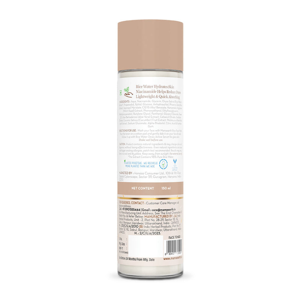Rice Water Dewy Face Toner with 4% Niacinamide for Glass Skin and All Skin Types