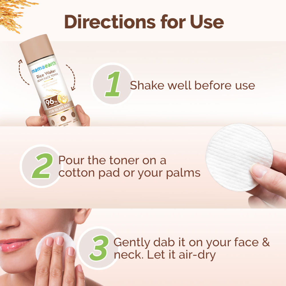 Rice Water Dewy Face Toner with 4% Niacinamide for Glass Skin and All Skin Types