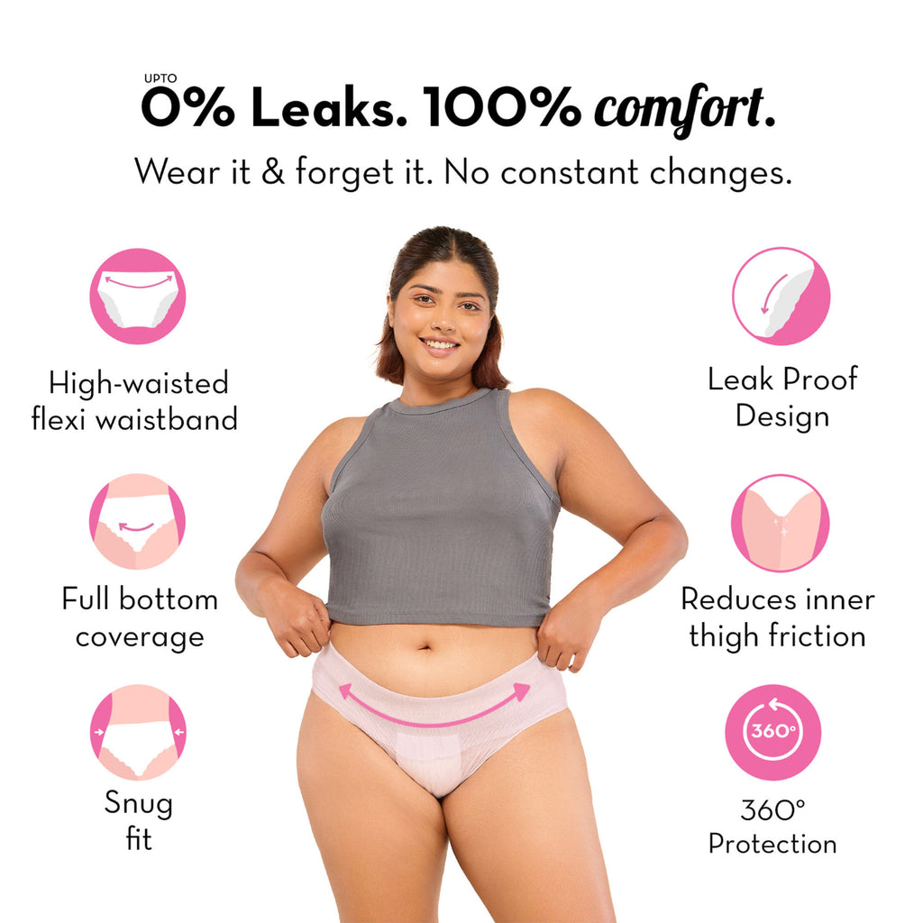 100% Leakproof High Waist Disposable Period Panty L-XL 12 Hour Protection