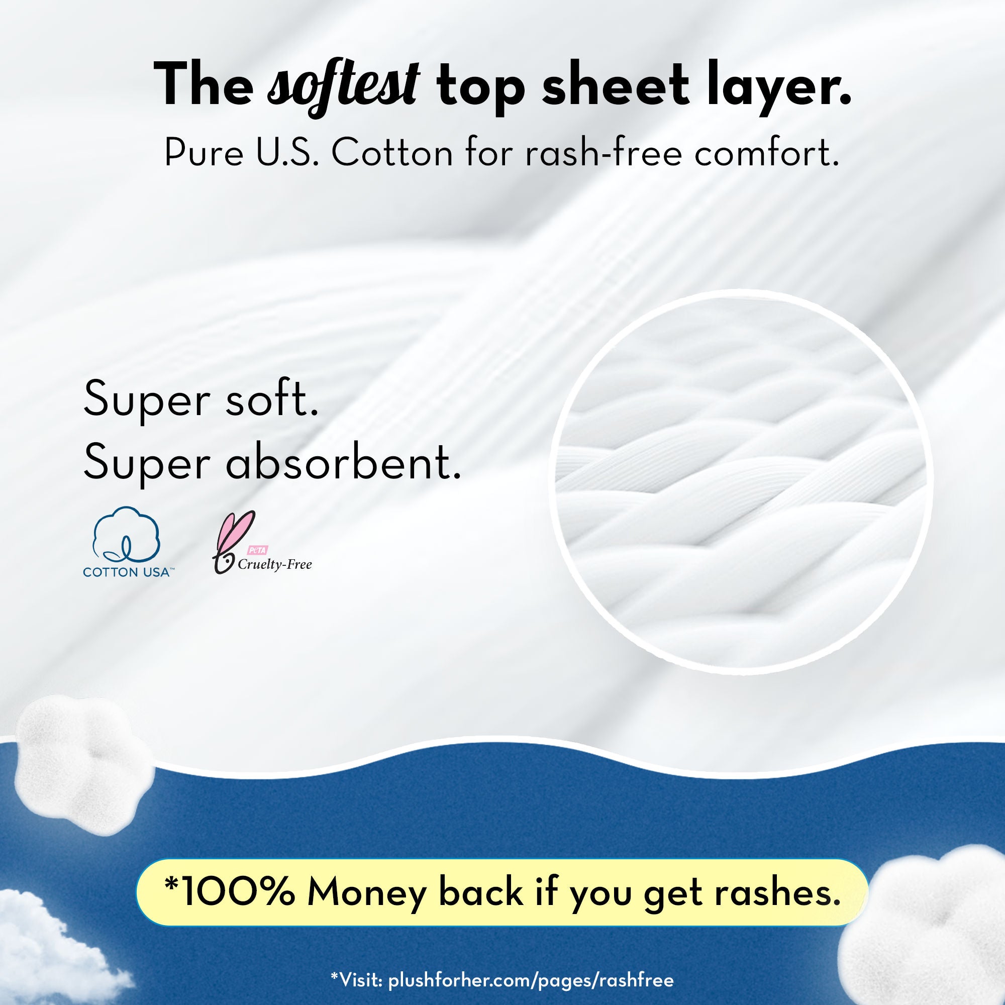 100% US Cotton 2XXXL 410mm Heavy Flow Overnight Leakproof Sanitary Pads