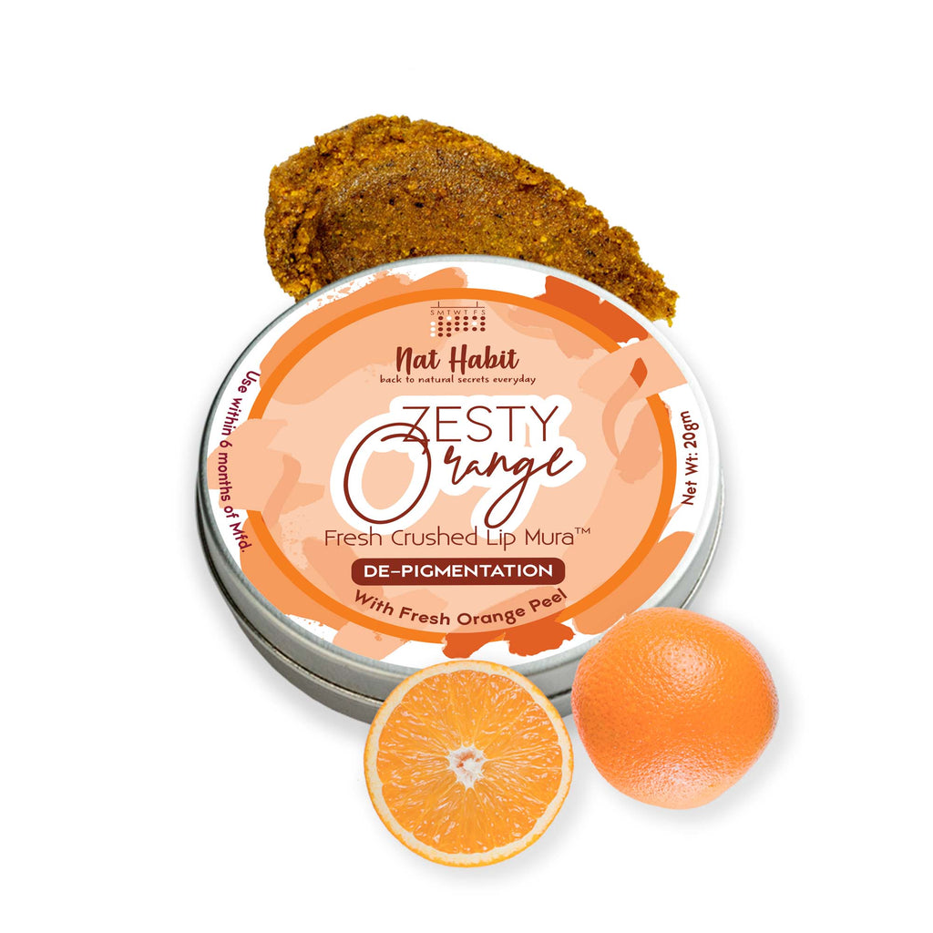 Zesty Orange Lip Scrub for dark lips, Lightening Lip Mask for Pigmentation, Discoloration