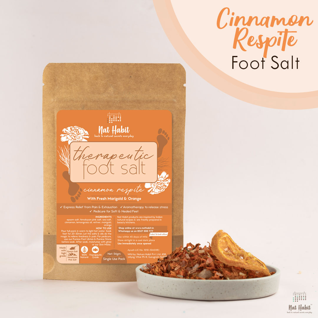 Cinnamon Therapeutic Foot Salt with Marigold & Orange, Foot Soak, Bath Salt, Pain Relief
