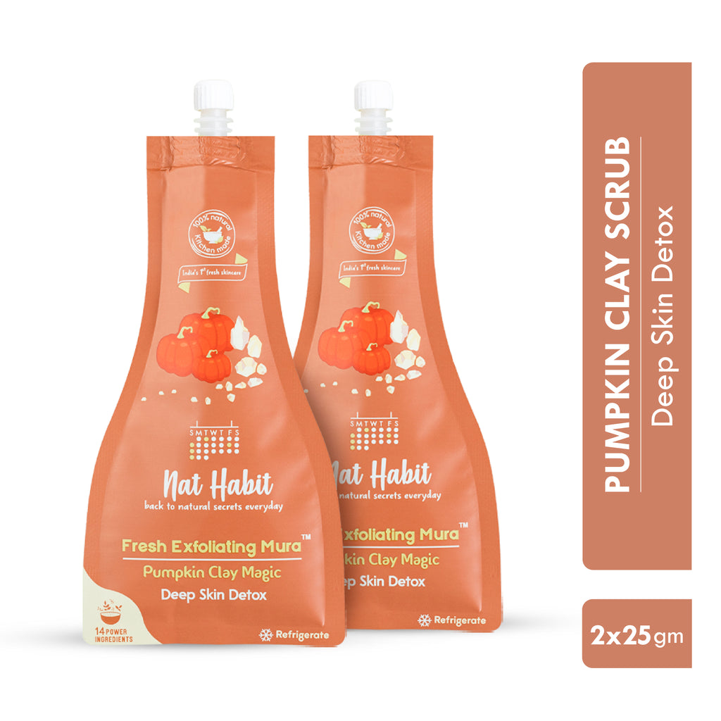 Pumpkin Clay Exfoliating Mura, Face Scrub for Deep Skin Detox with Natural Salicylic Acid