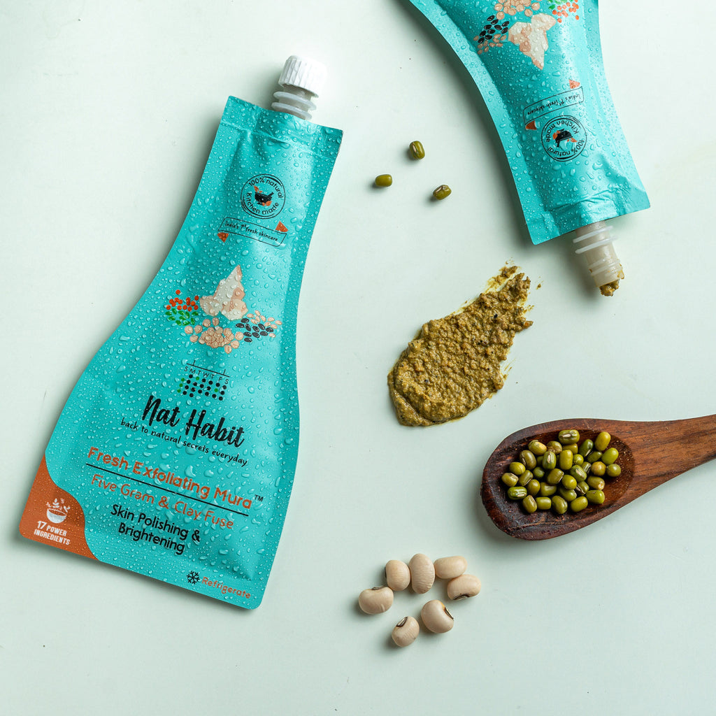 Five Gram & Clay Mura, Face Scrub for Skin Polishing & Brightening with Pulses & Protein