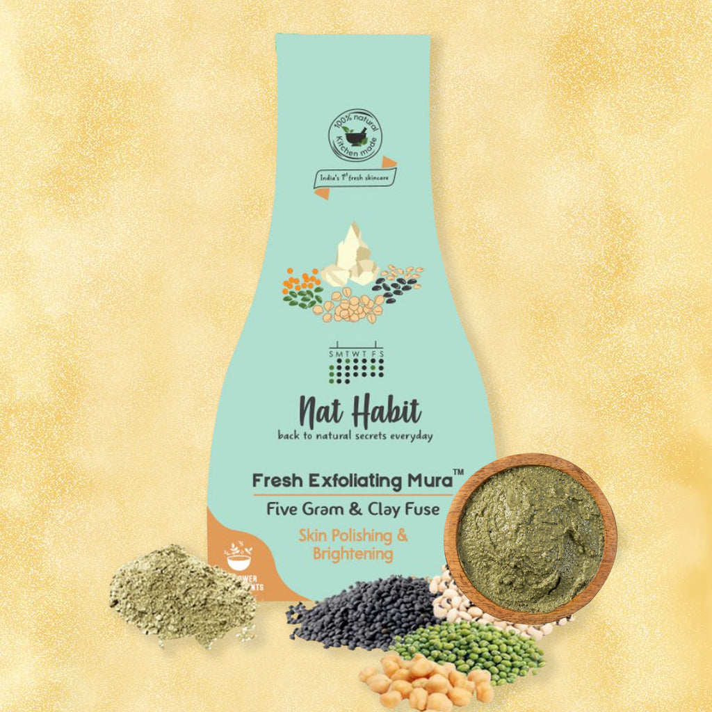Five Gram & Clay Mura, Face Scrub for Skin Polishing & Brightening with Pulses & Protein