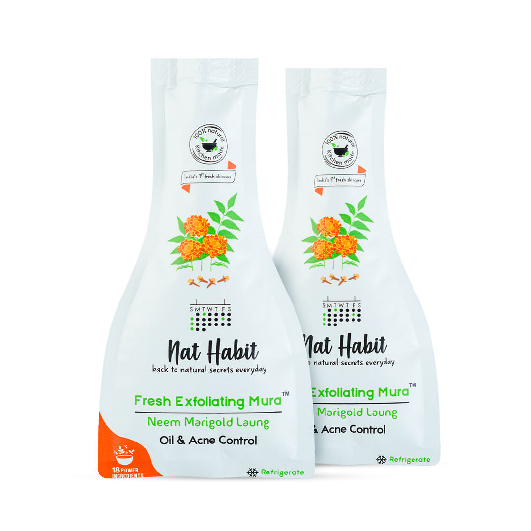 Neem Marigold Laung Exfoliating Mura, Ayurveda Face Cleansing Scrub for Acne, Oily Skin