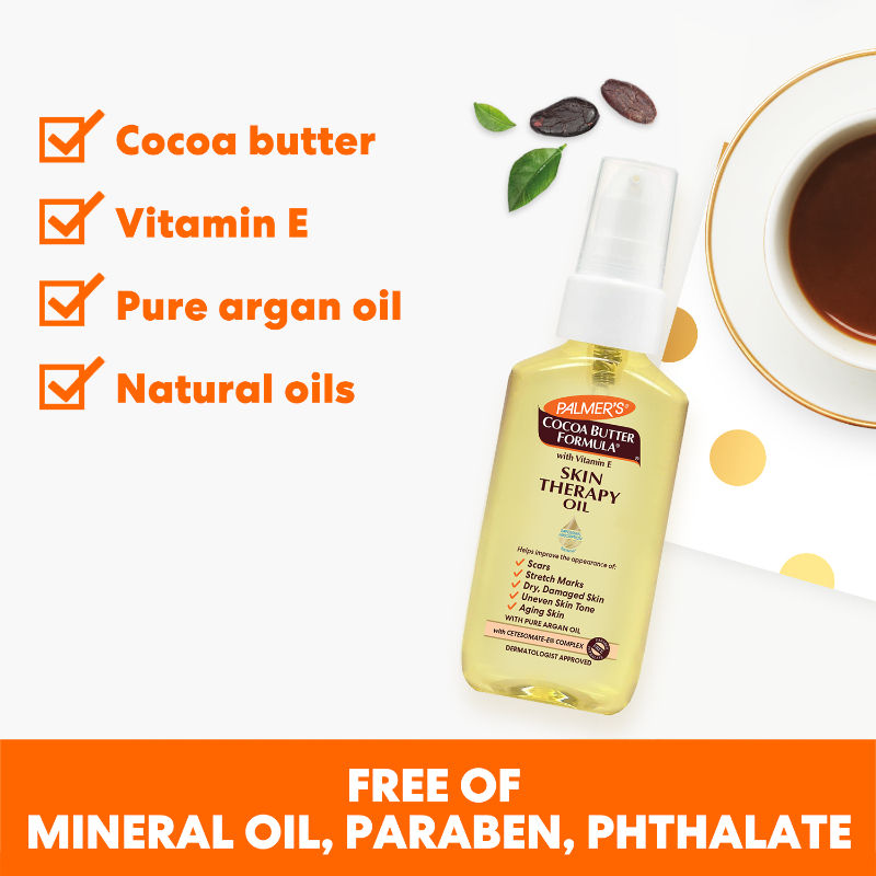 Cocoa Butter Skin Therapy Oil For Scars, Stretch Marks, Uneven Skin Tone & Ageing Skin