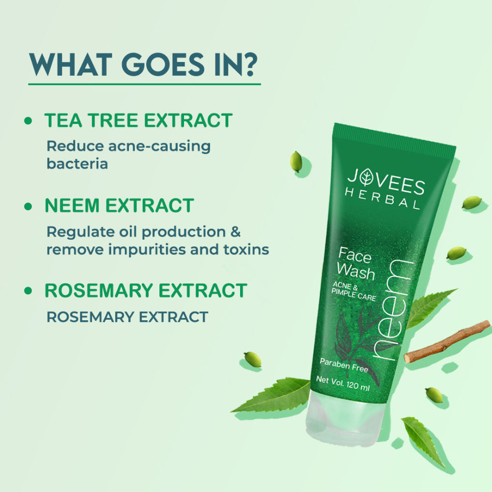 Herbal Neem Face Wash For Acne And Pimple Care Bright, Clear And Glowing Skin - 120 ml