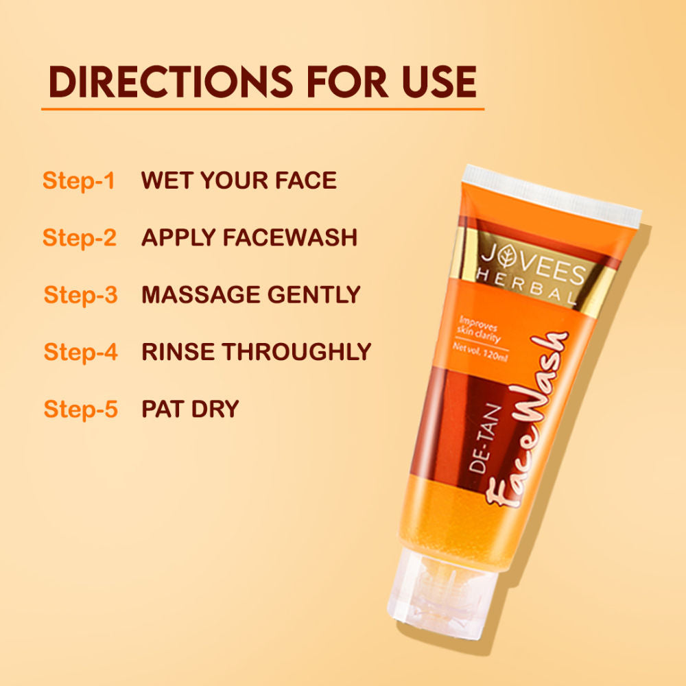 Herbal De-Tan Face Wash For Tan Removal All Skin Types And Paraben & Alcohol Free - 120 ml