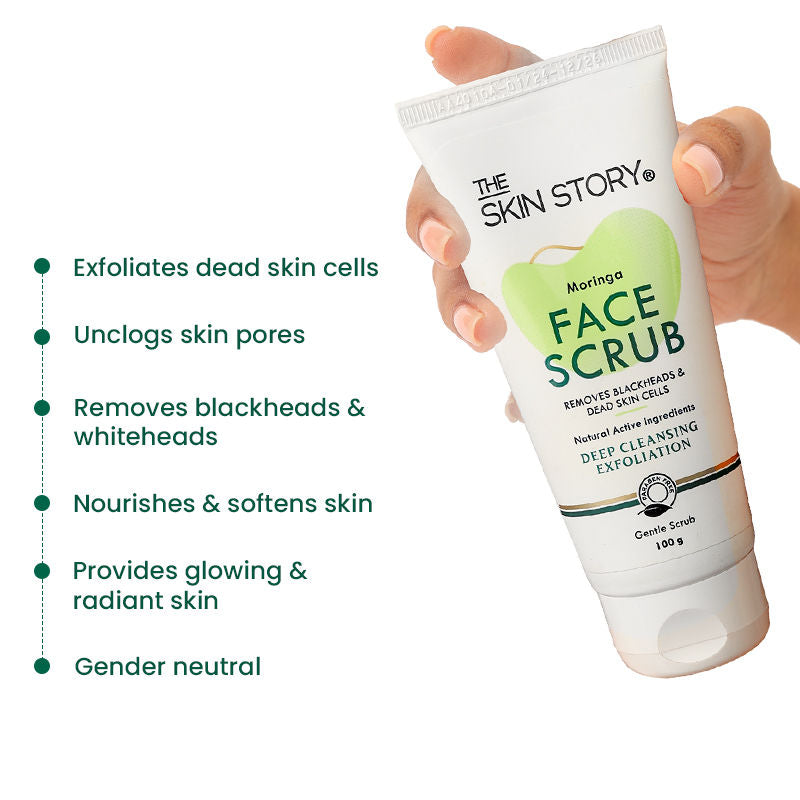 Moringa Gentle Face Scrub For Fresh Clear Skin Removes Blackheads Dead Skin Cells Tan