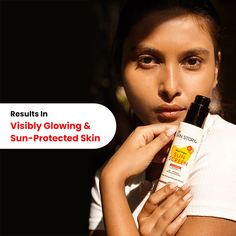 Moringa Face Sunscreen SPF 50+ PA+++ For Detan, Anti-Aging, No White Cast, Non Sticky