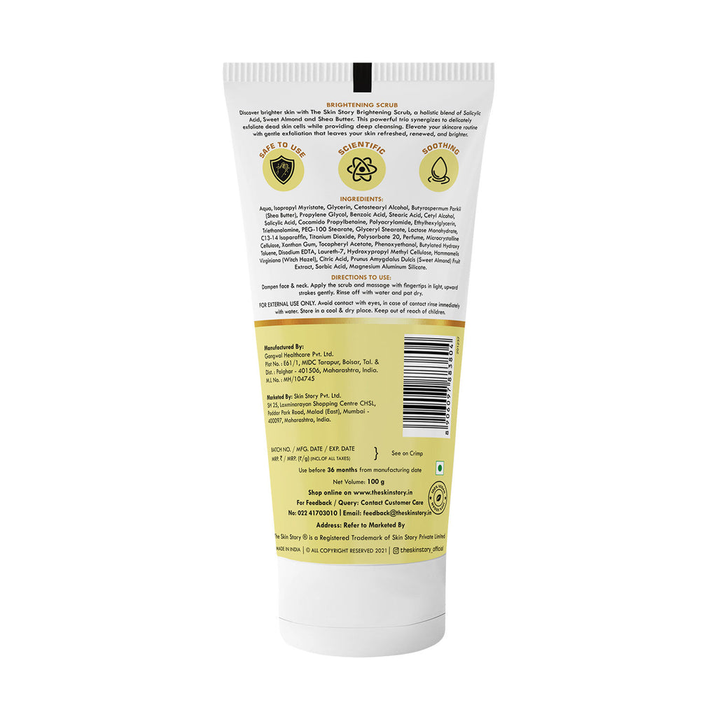 Salicylic Acid Brightening Face Scrub Removes Tan Excess Oil Blackheads & Whiteheads