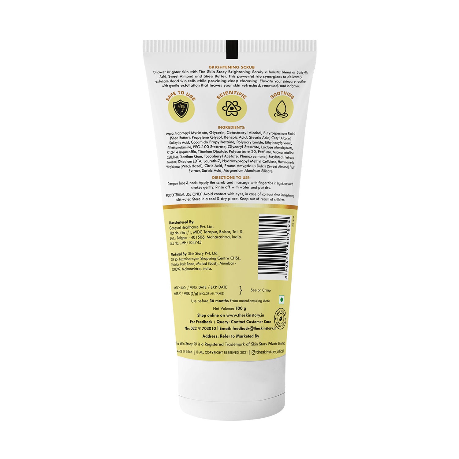 Salicylic Acid Brightening Face Scrub Removes Tan Excess Oil Blackheads & Whiteheads