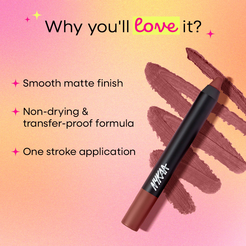 Nykaa Matte-illicious Transferproof Lip Crayon Lipstick with Free Sharpener