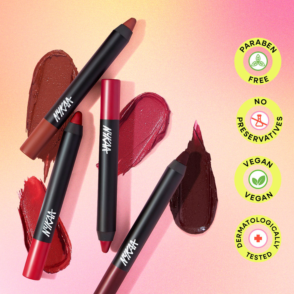 Nykaa Matte-illicious Transferproof Lip Crayon Lipstick with Free Sharpener