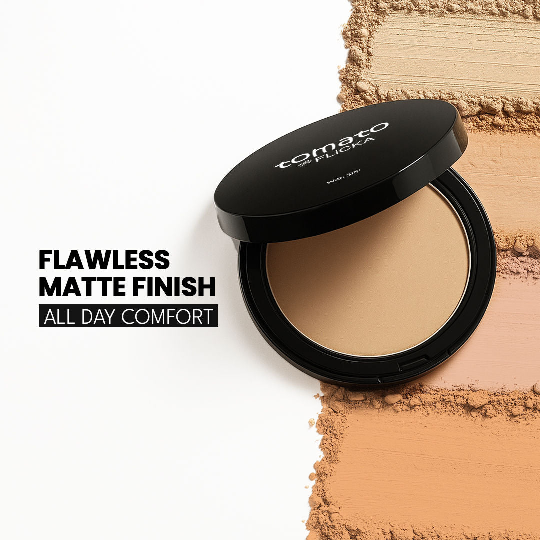Tomato Compact Powder With Spf Matte Finish Lightweight & Shine Control - Beige