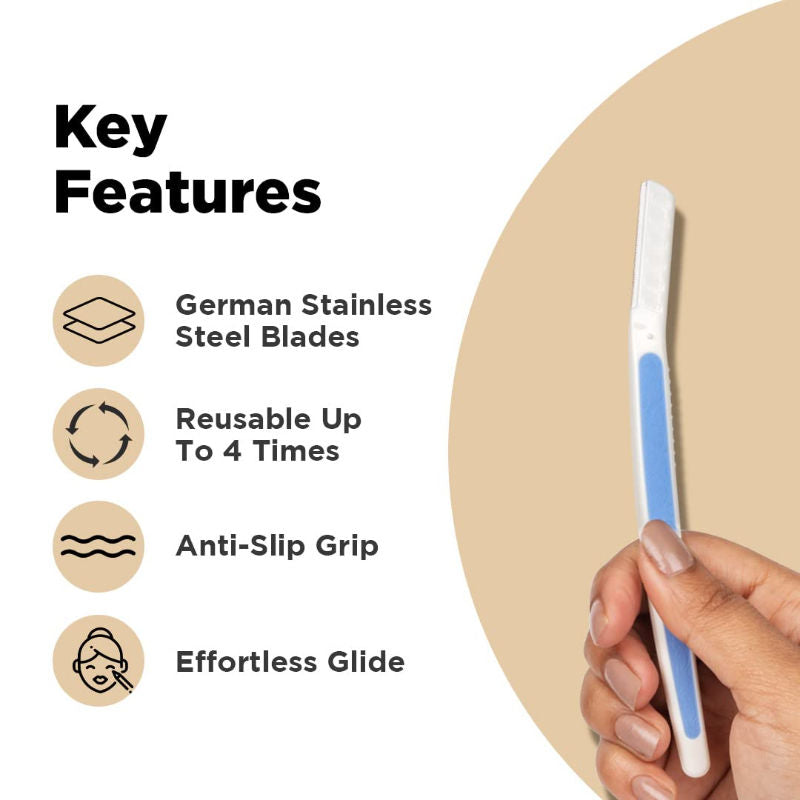 Reusable German Blade Razor For Eyebrow, Forehead, Chin & Sideburns