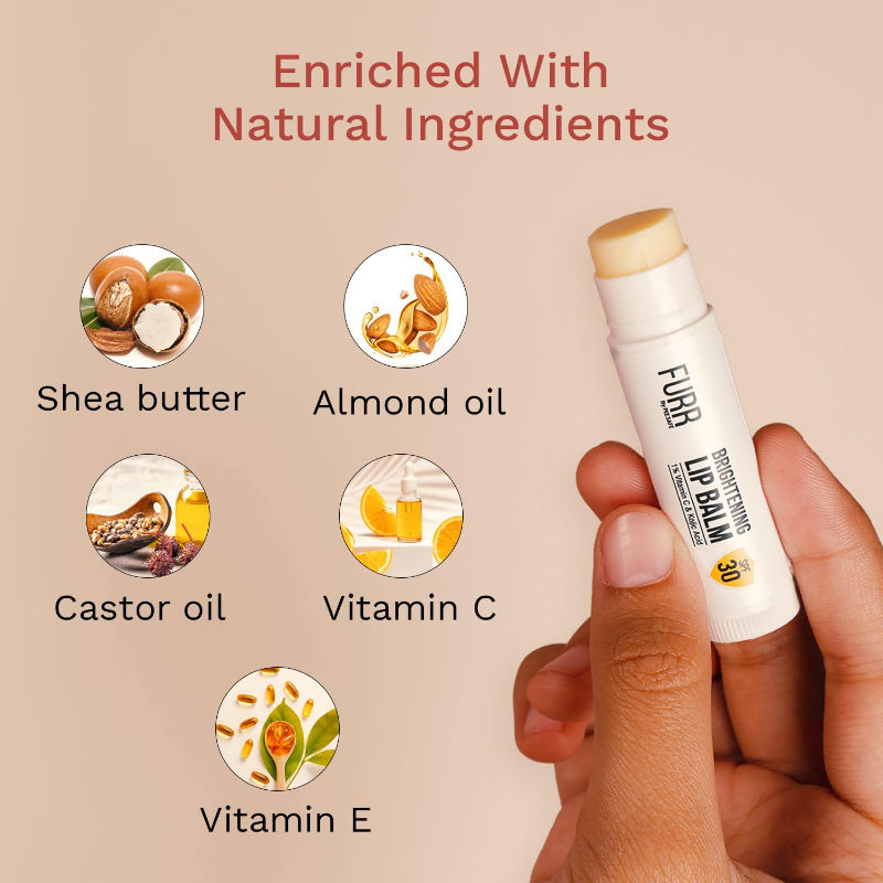 1% Vitamin C & Kojic Acid Brightening Lip Balm With SPF 30 - Almond Oil, Shea Butter & Vitamin E