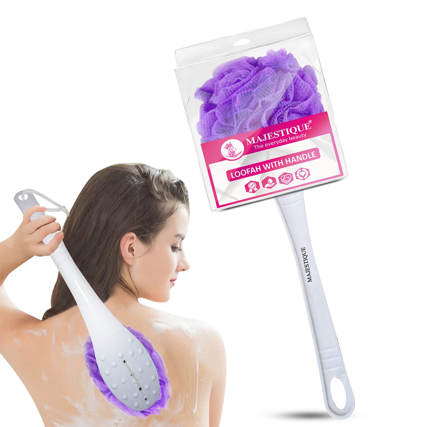 Long Handle Loofah (Colour May Vary)