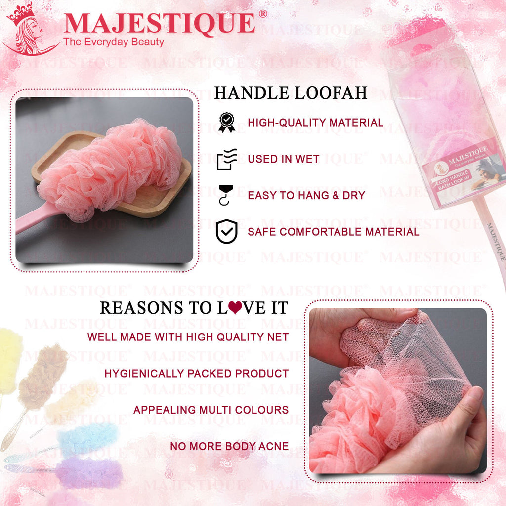 Long Handle Bath Loofah (Colour May Vary)
