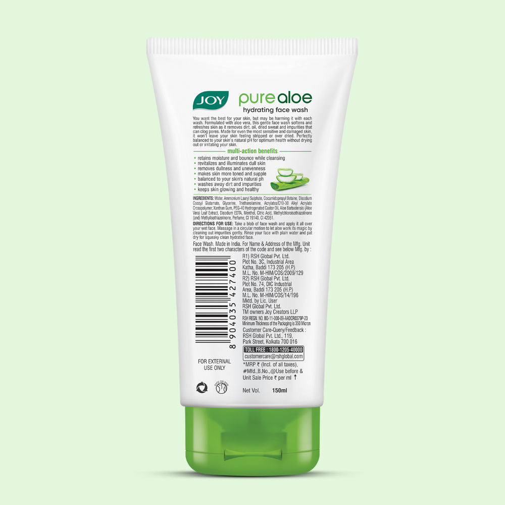 Hydrating Aloe Vera Face Wash For Summers To Controls Excess Oil & Removes Dirt