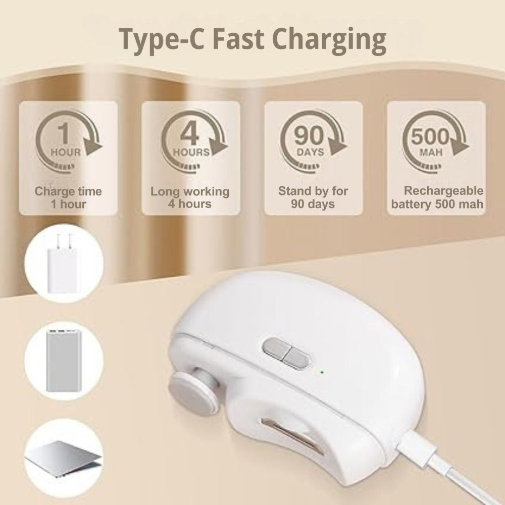Nailease 2-In-1 Electric Nail Clipper & File Quiet, And Easy Nail Trimming For All Ages