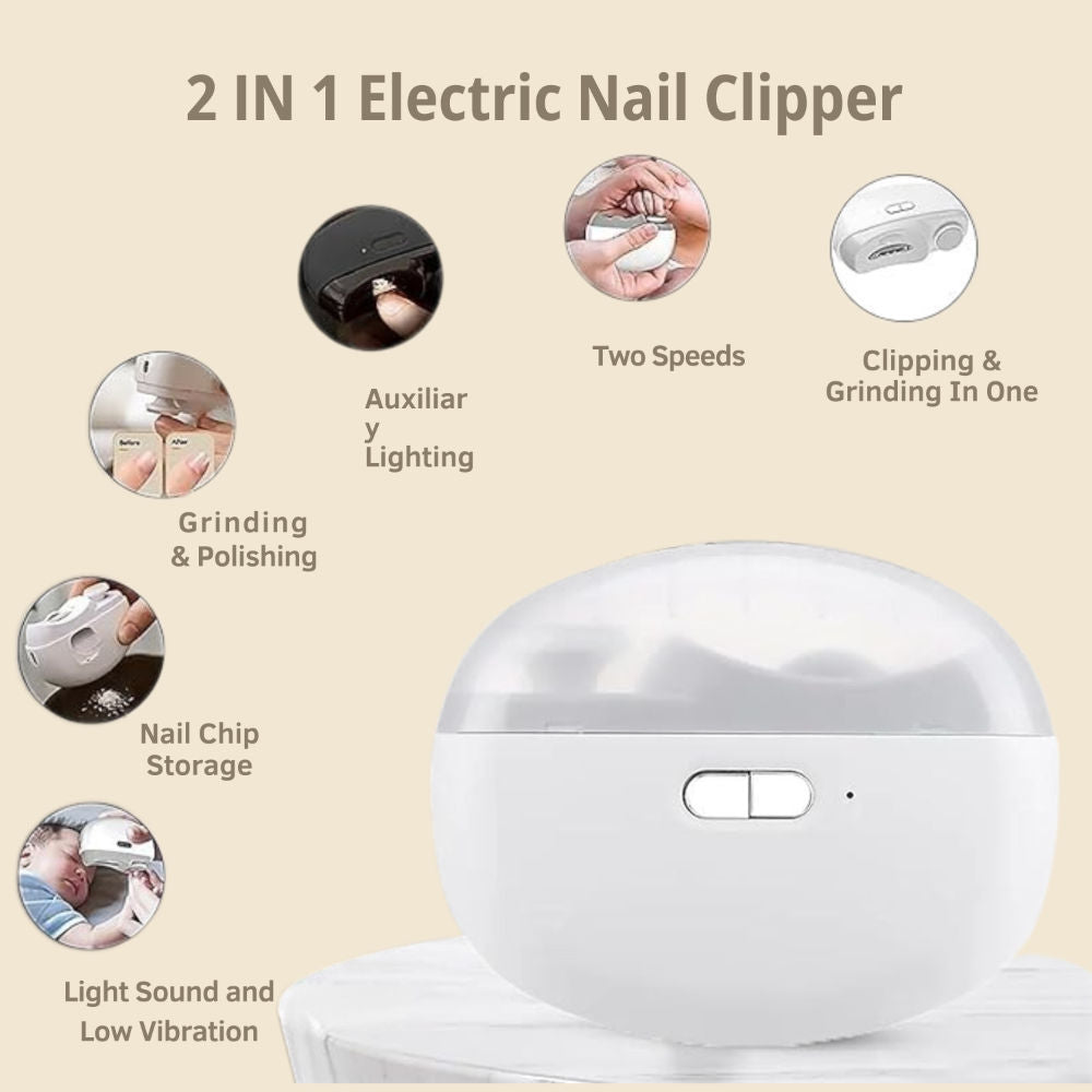 Nailease 2-In-1 Electric Nail Clipper & File Quiet, And Easy Nail Trimming For All Ages