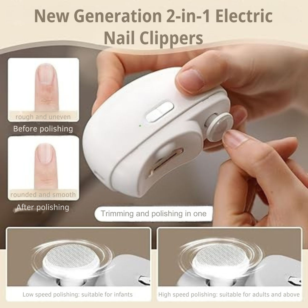 Nailease 2-In-1 Electric Nail Clipper & File Quiet, And Easy Nail Trimming For All Ages