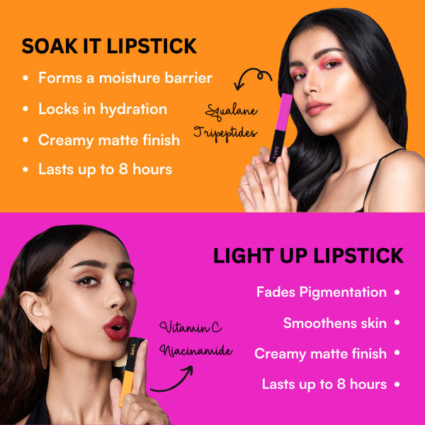 Cream Matte Lipstick For Dehyrated Lips - Squalane And Tripeptides 8 Hr Stay