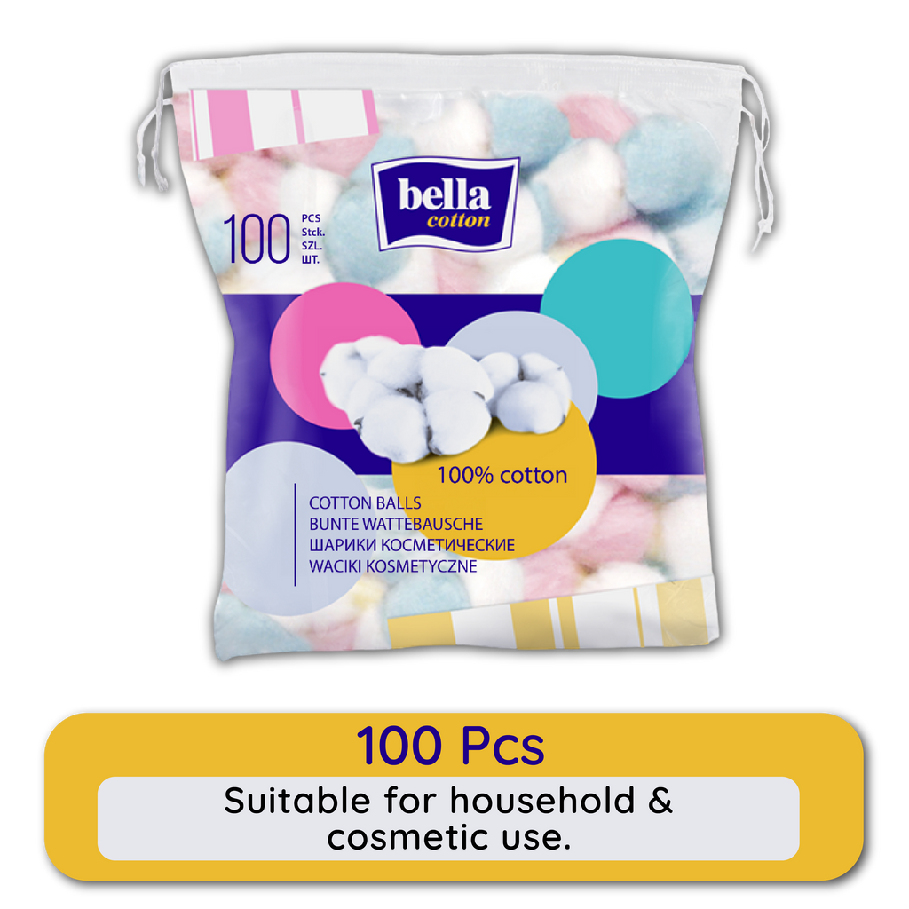 Bella Cotton Balls, 100% Cotton, Soft, Highly Absorbent,Makeup Removal, Nail Polish Removal