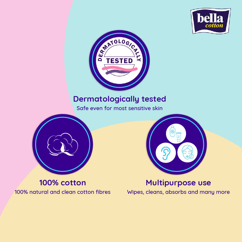 Bella Cotton Balls, 100% Cotton, Soft, Highly Absorbent,Makeup Removal, Nail Polish Removal