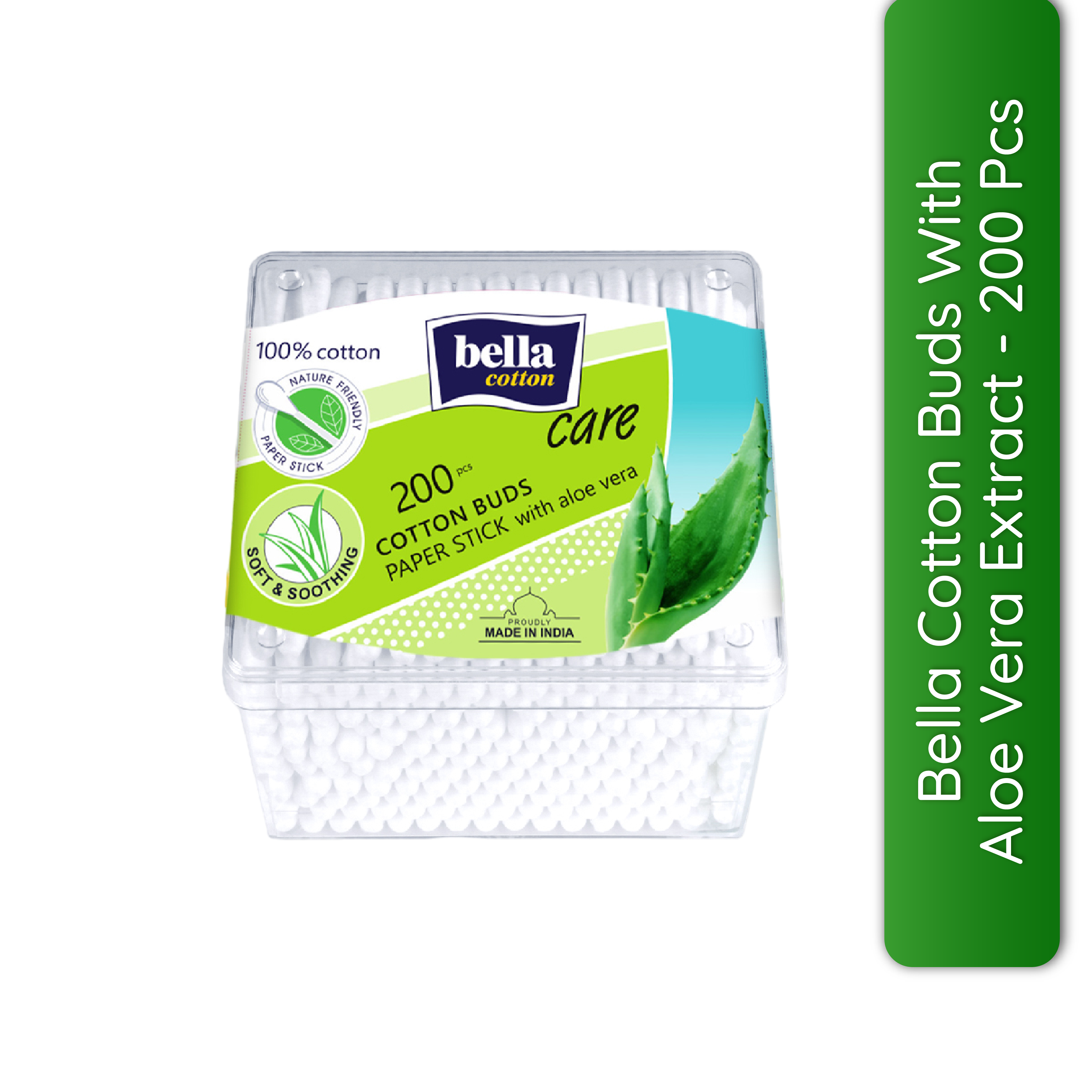 Cotton Buds with Paper Stick, Soft and Gentle, 100% Cotton, With Aloe Vera Extract